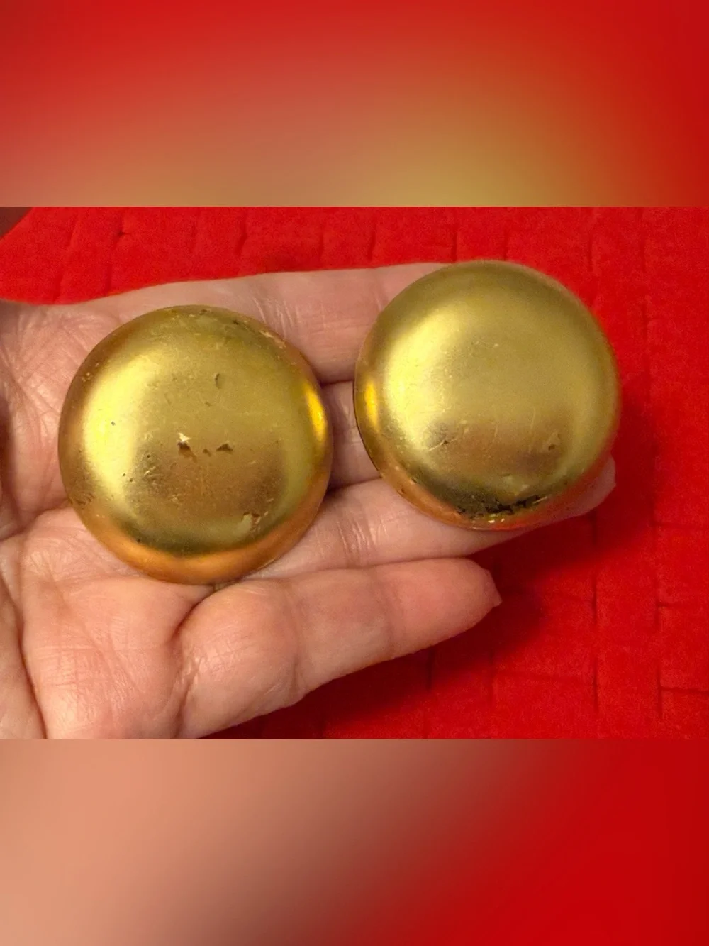 Vintage Matte Statement Gold-Tone Round Dome Clip-On Earrings